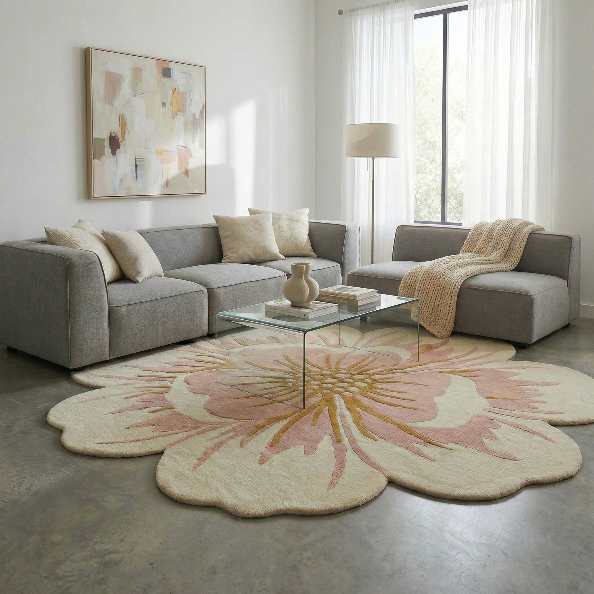 Handcrafted Tufted Flower Rug | Artisan Floral Area Rug